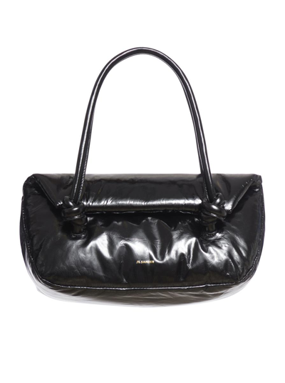 Jil Sander Padded Leather Shoulder Bag In Black