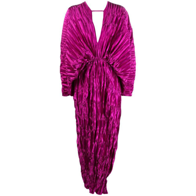 L'idée Batwing-sleeve Pleated Dress In Purple