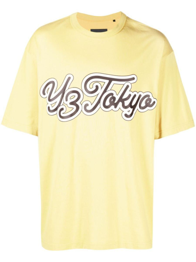 Y-3 Logo-print Cotton T-shirt In Yellow