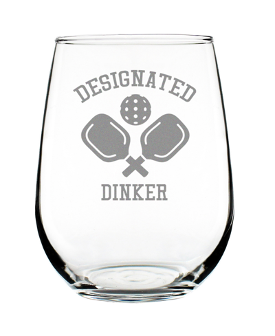 Bevvee Designated Dinker Pickle Ball Gifts Stem Less Wine Glass, 17 oz In Clear