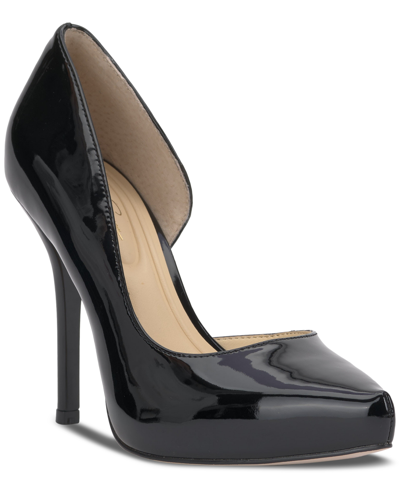 Jessica Simpson Women's Talour Pointed-toe Slip-on D'orsay Pumps In Black Faux Leather