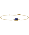 Macy's Lapis Lazuli Oval Rope-framed Link Bracelet In 14k Gold (also In Malachite) In Lapis