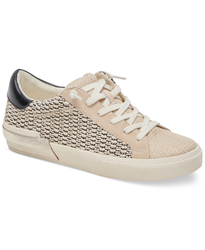 Dolce Vita Women's Zina Lace Up Sneakers In Black,natural Raffia