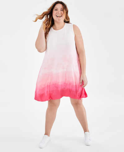 Style & Co Plus Size Ombre Sleeveless Flip Flop Dress, Created For Macy's In Ombre Pink