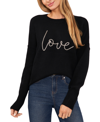 Cece Love Beaded Crewneck Sweater In Rich Black