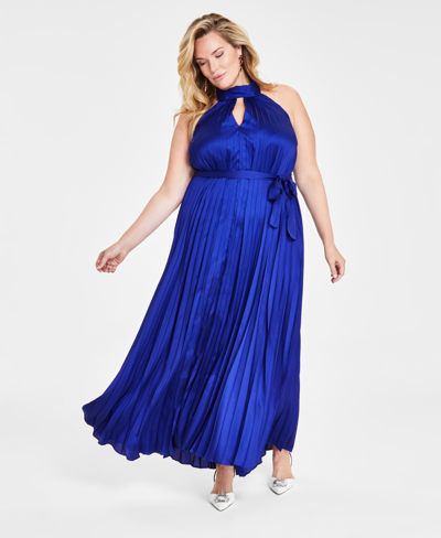 Inc International Concepts Plus Size Pleated Halter-neck Maxi Dress