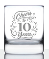 BEVVEE CHEERS TO 10 YEARS 10TH ANNIVERSARY GIFTS WHISKEY ROCKS GLASS, 10 OZ