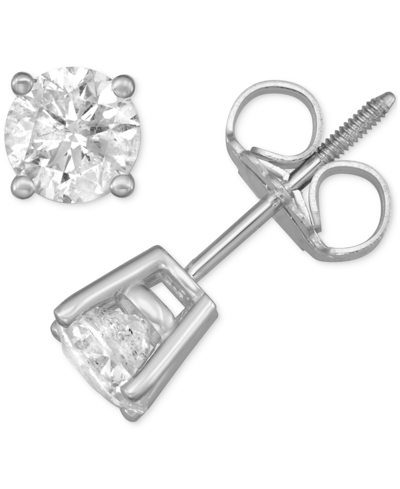 Macy's Diamond Screw Back Stud Earrings (3/4 Ct. T.w.) In 14k White Gold