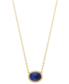 MACY'S MALACHITE OVAL ROPE-FRAMED PENDANT NECKLACE IN 14K GOLD, 18" + 1" EXTENDER (ALSO IN LAPIS LAZULI)