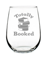 BEVVEE TOTALLY BOOKED BOOK LOVERS GIFT STEM LESS WINE GLASS, 17 OZ