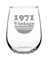 BEVVEE VINTAGE-LIKE 1971 52ND BIRTHDAY GIFTS STEM LESS WINE GLASS, 17 OZ