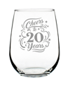 BEVVEE CHEERS TO 20 YEARS 20TH ANNIVERSARY GIFTS STEM LESS WINE GLASS, 17 OZ