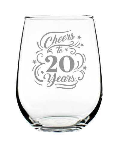 Bevvee Cheers To 20 Years 20th Anniversary Gifts Stem Less Wine Glass, 17 oz In Clear