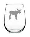 BEVVEE MOOSE SILHOUETTE RUSTIC CABIN GIFTS STEM LESS WINE GLASS, 17 OZ