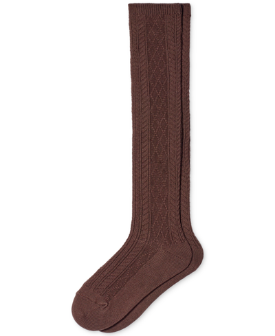 Hue Cable-knit Knee High Socks In Espresso