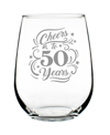 Bevvee Cheers To 50 Years 50th Anniversary Gifts Stem Less Wine Glass, 17 oz In Clear