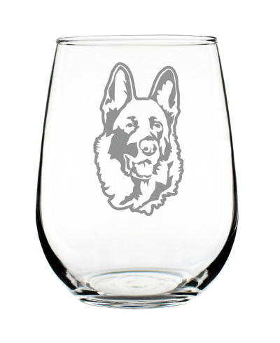 Bevvee German Shepherd Face Dog Gifts Stem Less Wine Glass, 17 oz In Clear