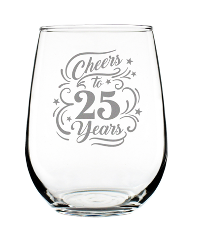 Bevvee Cheers To 25 Years 25th Anniversary Gifts Stem Less Wine Glass, 17 oz In Clear