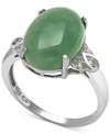 Macy's Dyed Jade (10mm) And Diamond (1/10 Ct. T.w.) Ring In Sterling Silver In Jade