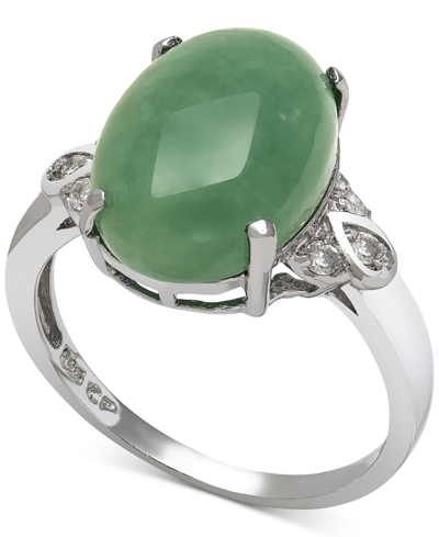 Macy's Dyed Jade (10mm) And Diamond (1/10 Ct. T.w.) Ring In Sterling Silver