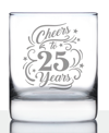 BEVVEE CHEERS TO 25 YEARS 25TH ANNIVERSARY GIFTS WHISKEY ROCKS GLASS, 10 OZ