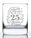 Bevvee Cheers To 25 Years 25th Anniversary Gifts Whiskey Rocks Glass, 10 oz In Clear