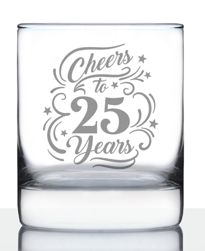 Bevvee Cheers To 25 Years 25th Anniversary Gifts Whiskey Rocks Glass, 10 oz In Clear