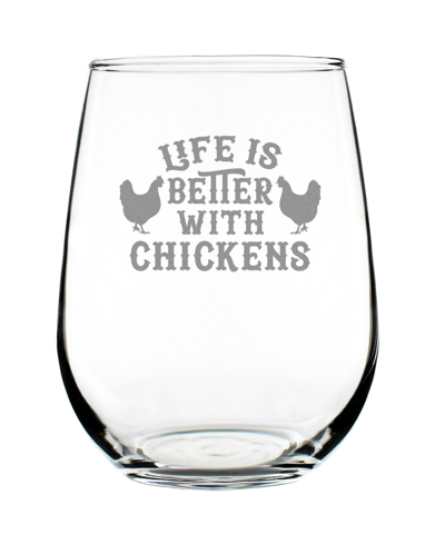 Bevvee Life Is Better With Chickens Funny Chicken Gifts Stem Less Wine Glass, 17 oz In Clear