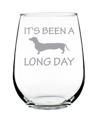 BEVVEE IT'S BEEN A LONG DAY FUNNY DACHSHUND DOG GIFTS STEM LESS WINE GLASS, 17 OZ