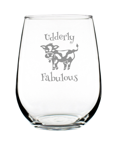 Bevvee Udderly Fabulous Funny Cow Gifts Stem Less Wine Glass, 17 oz In Clear