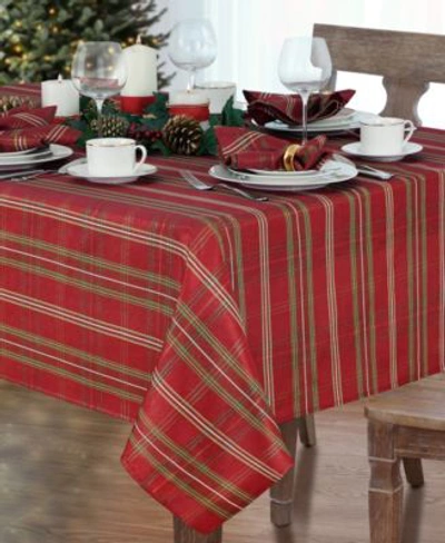 Elrene Shimmering Plaid Tablecloth Collection In Red