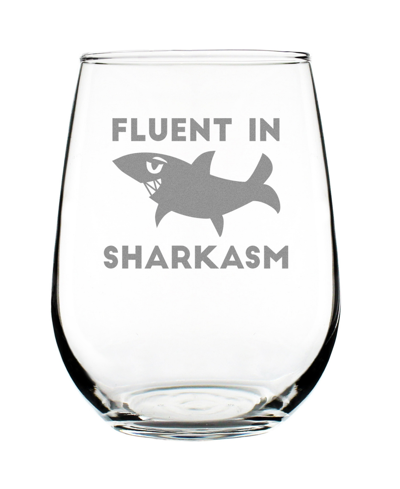 Bevvee Fluent In Sharkasm Sarcastic Shark Gifts Stem Less Wine Glass, 17 oz In Clear