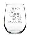 BEVVEE I'M NOT AMOOOSED FUNNY COW GIFTS STEM LESS WINE GLASS, 17 OZ