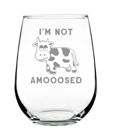 Bevvee I'm Not Amooosed Funny Cow Gifts Stem Less Wine Glass, 17 oz In Clear