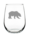 BEVVEE BEAR SILHOUETTE RUSTIC CABIN GIFTS STEM LESS WINE GLASS, 17 OZ