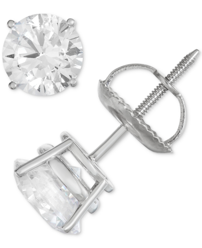 Macy's Diamond Screw Back Stud Earrings (1/2 Ct. T.w.) In 14k White Gold