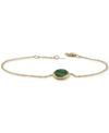Macy's Lapis Lazuli Oval Rope-framed Link Bracelet In 14k Gold (also In Malachite) In Malachite