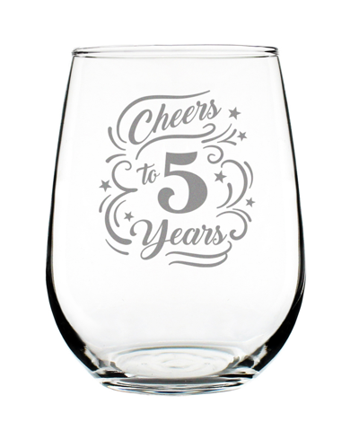 Bevvee Cheers To 5 Years 5th Anniversary Gifts Stem Less Wine Glass, 17 oz In Clear