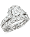 Macy's Diamond Round Halo Bridal Set (3 Ct. T.w.) In 18k White Gold In White Gold