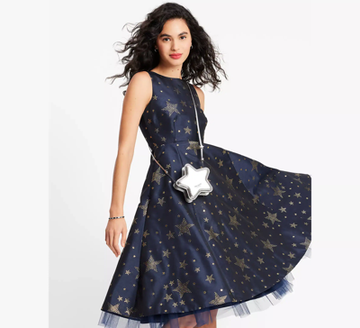 kate spade blue and gold dress Kate Spade Starlight Brocade Dress In Blazer Blue/gold
