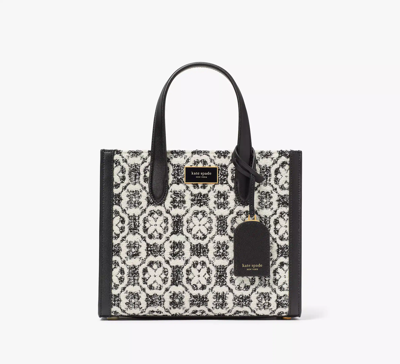 Kate Spade Manhattan Spade Flower Monogram Tweed Small Tote In Black