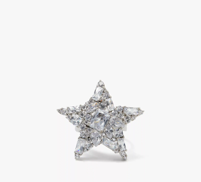 Kate Spade You're A Star Cocktail Ring In Clear/silver