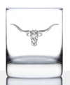 BEVVEE LONGHORN TEXAS RANCHER GIFTS WHISKEY ROCKS GLASS, 10 OZ