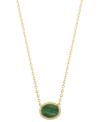 Macy's Malachite Oval Rope-framed Pendant Necklace In 14k Gold, 18" + 1" Extender (also In Lapis Lazuli) In Malachite