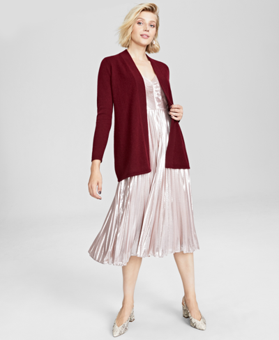 Charter Club Women's 100% Cashmere Zip Hoodie, Macy's Exclusive In Red