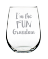 BEVVEE I'M THE FUN GRANDMA GRANDPARENT GIFTS STEM LESS WINE GLASS, 17 OZ