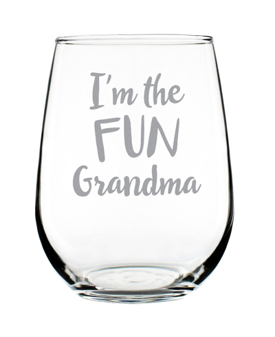 Bevvee I'm The Fun Grandma Grandparent Gifts Stem Less Wine Glass, 17 oz In Clear
