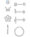 Giani Bernini 4-pc. Set Synthetic Opal & Cubic Zirconia Stud & Hoop Earrings In Sterling Silver, Created For Macy' In Sterling Silver