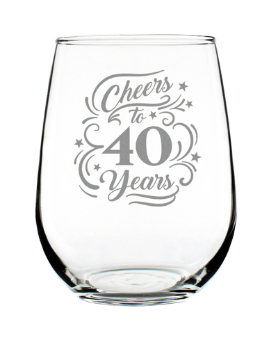 Bevvee Cheers To 40 Years 40th Anniversary Gifts Stem Less Wine Glass, 17 oz In Clear