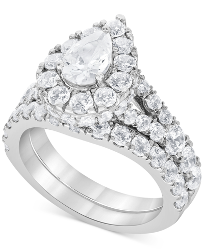 Macy's Diamond Pear Halo Bridal Set (4 Ct. T.w.) In 14k White Gold